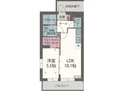ルシエール東護(1LDK/1階)の間取り写真