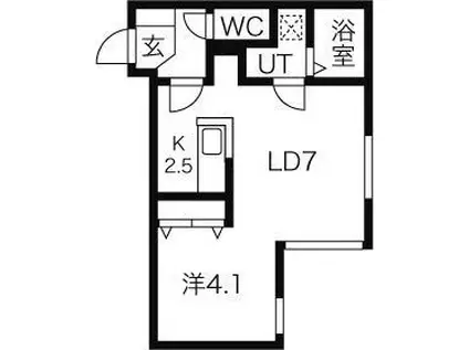 ノースカナル(1LDK/4階)の間取り写真