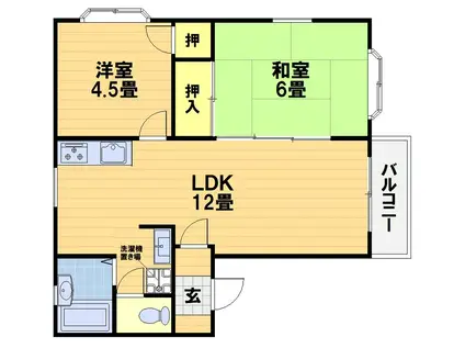 嵐山リバーサイドII(2LDK/2階)の間取り写真