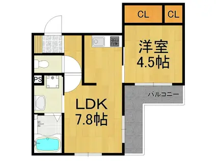 レ・セーナ甲東園(1DK/3階)の間取り写真