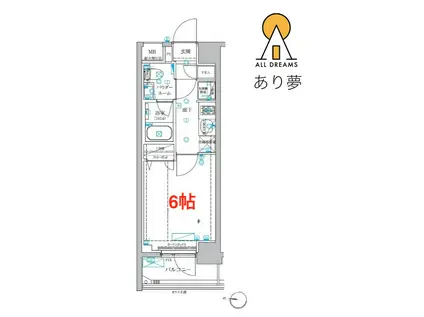 RELUXIA横濱東(1K/6階)の間取り写真