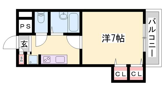 ジュネス神屋町(1K/8階)の間取り写真