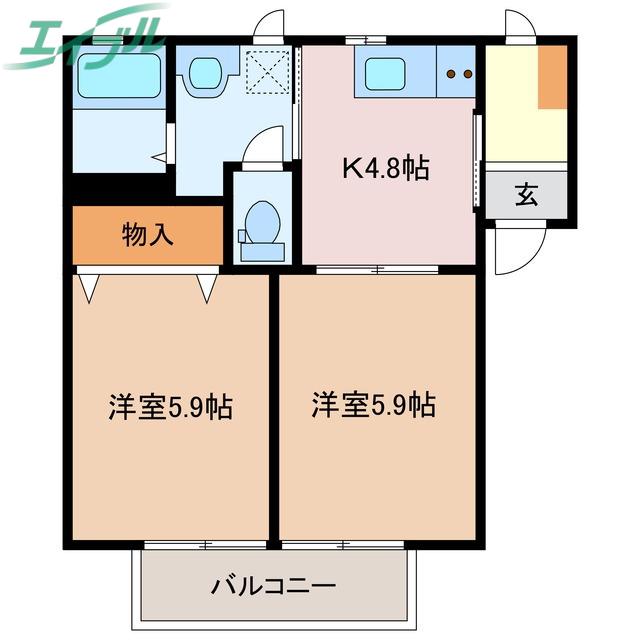 クアトロ(2K/1階)の間取り写真