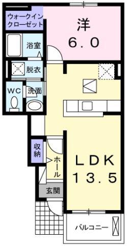 ジュピター(1LDK/1階)の間取り写真