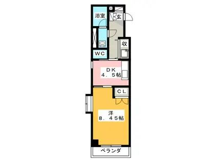 パーク末広(1DK/2階)の間取り写真