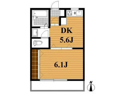 クレドール(1DK/4階)の間取り写真