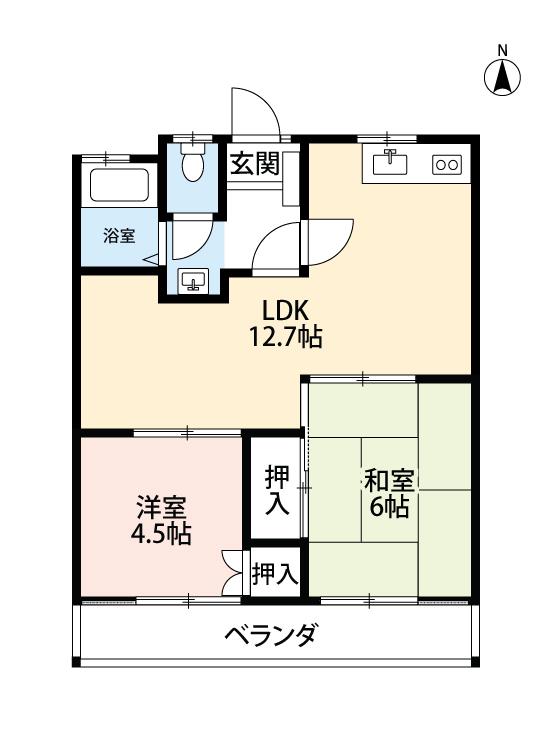 フローラルハイツ(2LDK/1階)の間取り写真