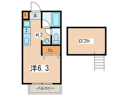 リリエンハイムV(1K/2階)の間取り写真