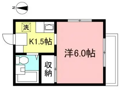 グロワールII(1K/2階)の間取り写真