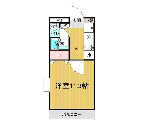 ピアシティ南方(1K/2階)の間取り写真