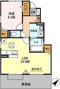 ミロワール鏡島(1LDK/1階)の間取り写真