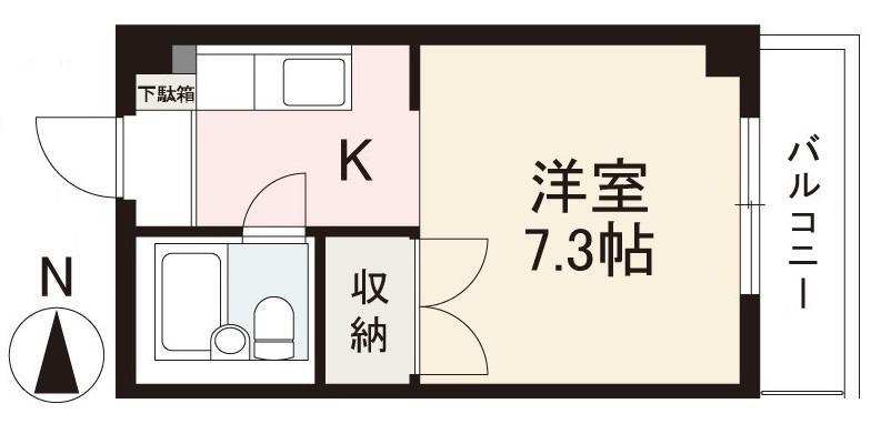 SOLEIL栗林(1K/4階)の間取り写真