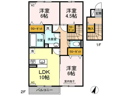 ネクサス三成C(3LDK/2階)の間取り写真