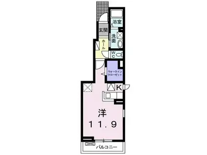 アルシェ・ノイ(1K/1階)の間取り写真