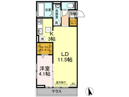 ヴィラージュ ARK(1LDK/1階)の間取り写真