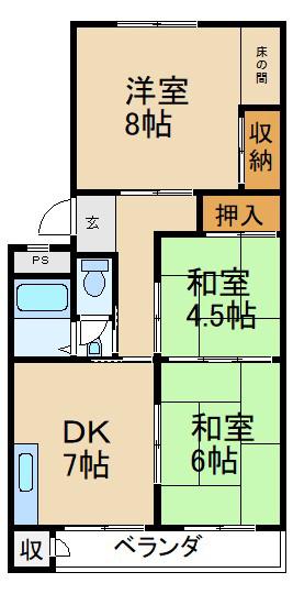第一岸田マンション(3DK/3階)の間取り写真