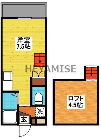 MODERN西山(ワンルーム/2階)の間取り写真
