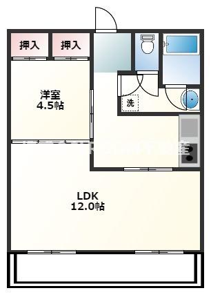 丸久第7コーポ(1LDK/1階)の間取り写真