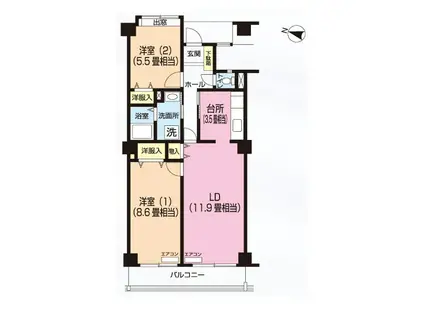 パティオス13番街(2LDK/4階)の間取り写真