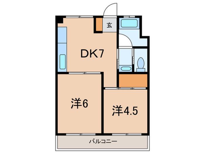 甲南ファミール(2DK/2階)の間取り写真