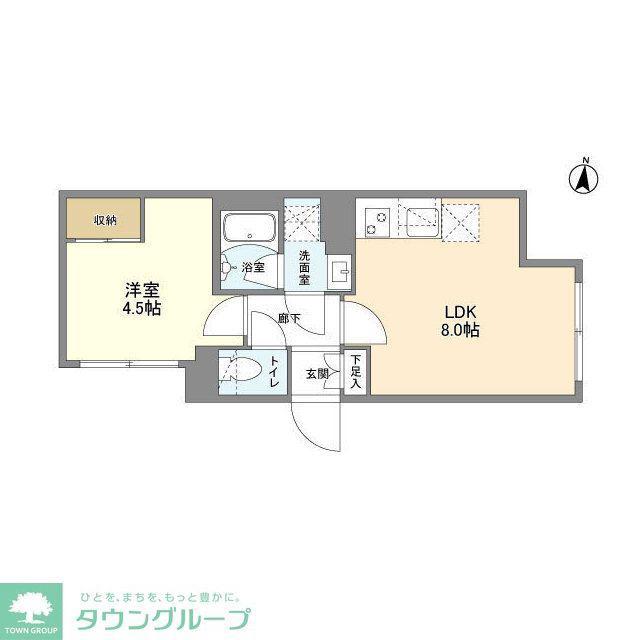 ウェルスクエア西大井(1LDK/1階)の間取り写真