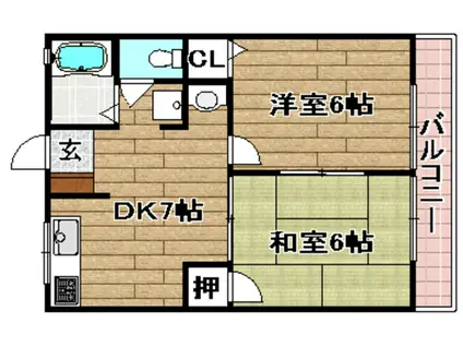 ルスリージェ(2DK/1階)の間取り写真