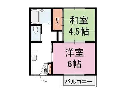 サンビレッジ鶴田(2K/2階)の間取り写真