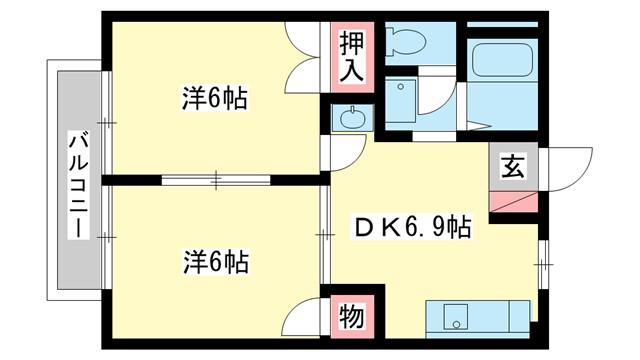 ヴィラージュ島田(2DK/2階)の間取り写真