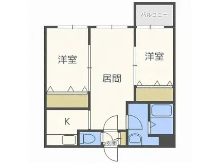 THE RESIDENCE PARK KOSAI 旧ヒルズタウン幌西(2LDK/2階)の間取り写真