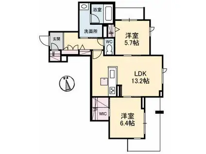 フローラ(2LDK/1階)の間取り写真