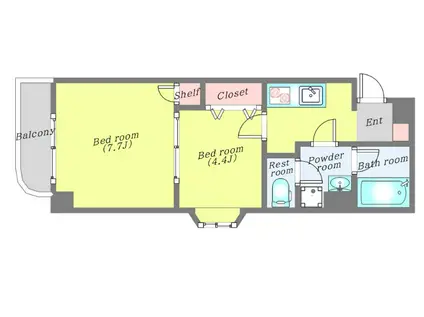 クレセール河原町(2K/6階)の間取り写真