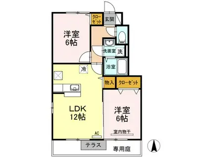 グランモア A棟(2LDK/1階)の間取り写真