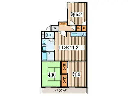 栢山アーバンライフ(3LDK/1階)の間取り写真