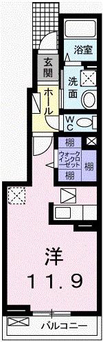 アバンツァート玉手I(ワンルーム/1階)の間取り写真