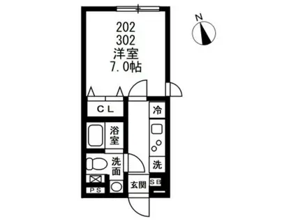 NZOMIO祐天寺(1K/3階)の間取り写真