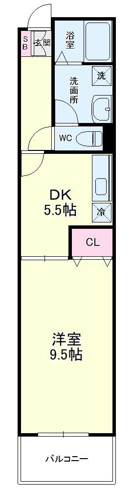 レイクビレッジIII(1DK/1階)の間取り写真