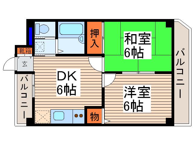 ドレスウェル・コンフォート(2DK/2階)の間取り写真