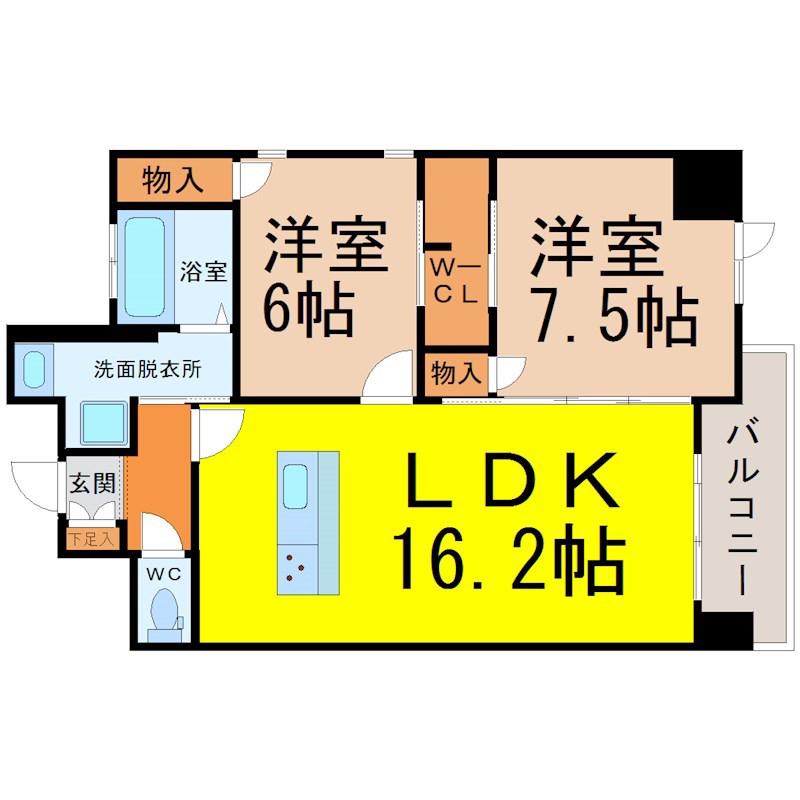 コモレビスクエア名駅北(2LDK/11階)の間取り写真