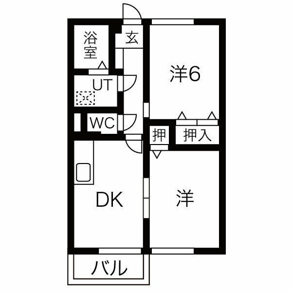 グリーンハイツ池川 A(2DK/2階)の間取り写真