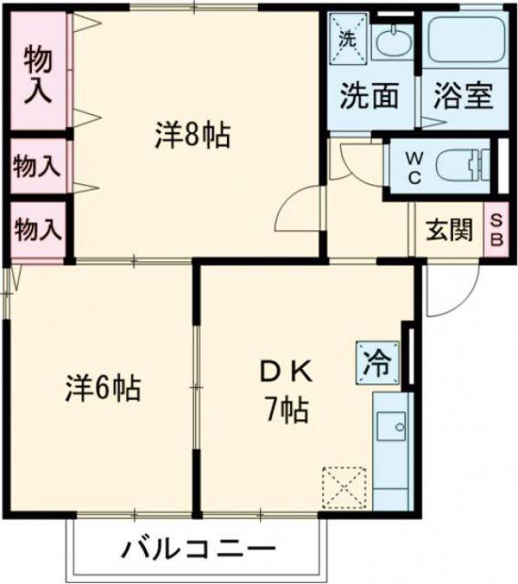 グランシャリオI(2DK/1階)の間取り写真