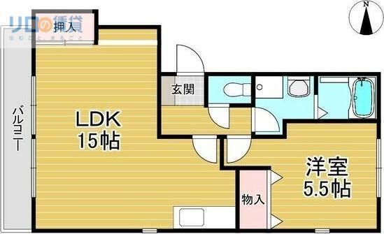 アバンウェル小林(1LDK/2階)の間取り写真