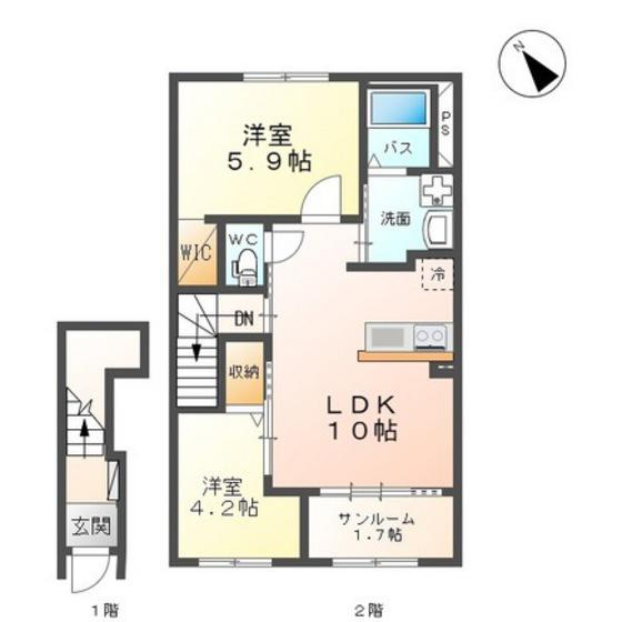 LA MAISON DE MAMAN(2LDK/2階)の間取り写真