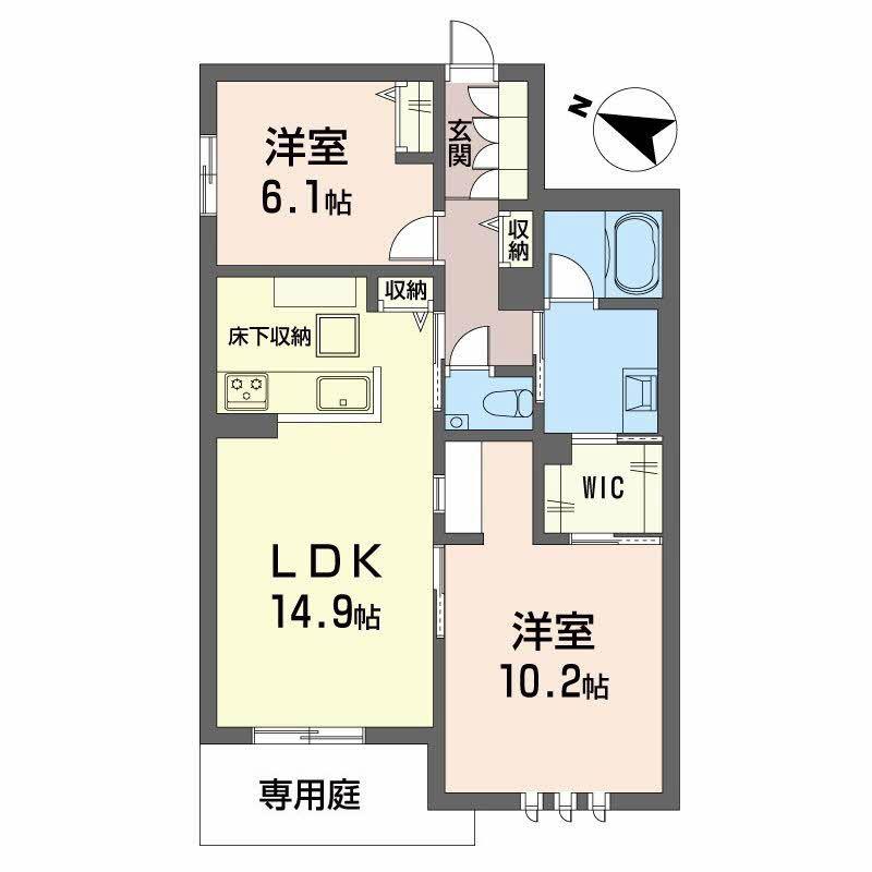 ザ リッツ大手町(2LDK/1階)の間取り写真