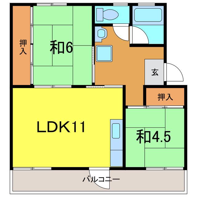 ルナルーチェ前浜(2LDK/3階)の間取り写真