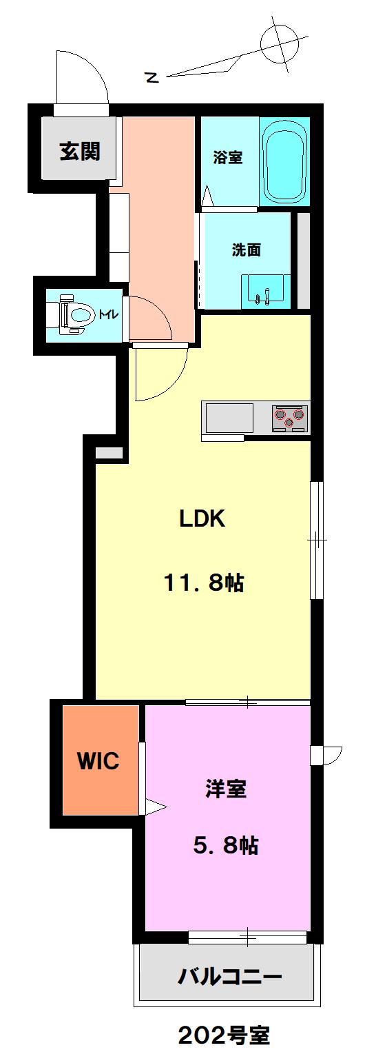 アンビエラ(1LDK/2階)の間取り写真