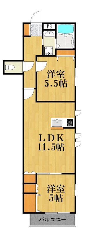 コージーコート(2LDK/3階)の間取り写真