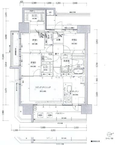 ザ・プレイス広島(3LDK/7階)の間取り写真
