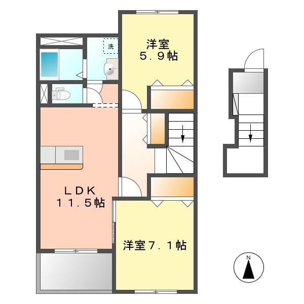 フォルミード(2LDK/2階)の間取り写真