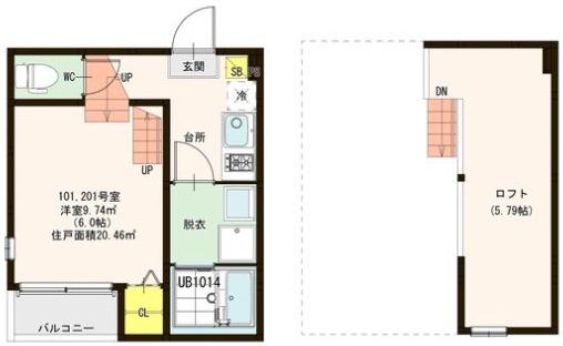 メルヴェイユ東照宮(1K/1階)の間取り写真