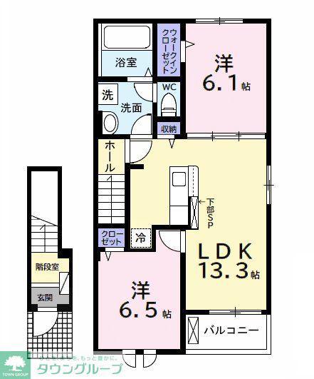 カーサ ルーチェ(2LDK/2階)の間取り写真